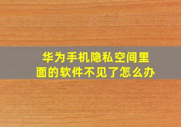 华为手机隐私空间里面的软件不见了怎么办