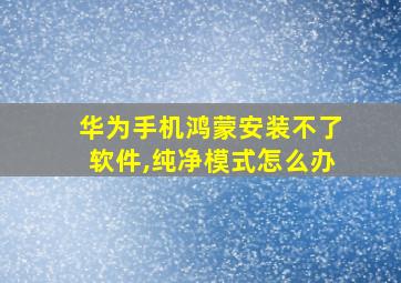 华为手机鸿蒙安装不了软件,纯净模式怎么办