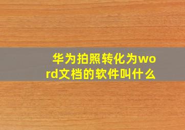 华为拍照转化为word文档的软件叫什么