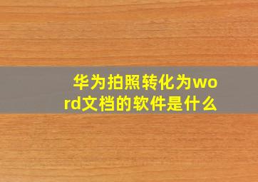 华为拍照转化为word文档的软件是什么