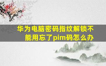 华为电脑密码指纹解锁不能用忘了pim码怎么办