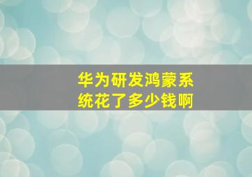 华为研发鸿蒙系统花了多少钱啊