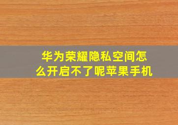 华为荣耀隐私空间怎么开启不了呢苹果手机