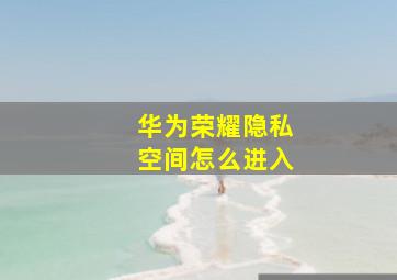 华为荣耀隐私空间怎么进入