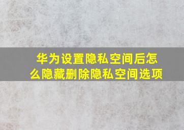 华为设置隐私空间后怎么隐藏删除隐私空间选项