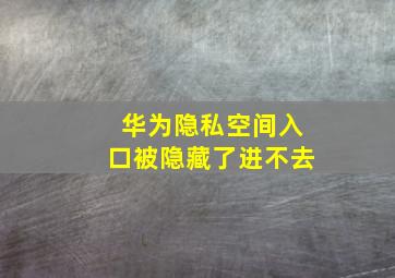 华为隐私空间入口被隐藏了进不去