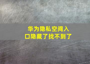 华为隐私空间入口隐藏了找不到了