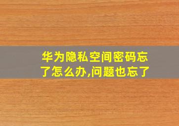 华为隐私空间密码忘了怎么办,问题也忘了