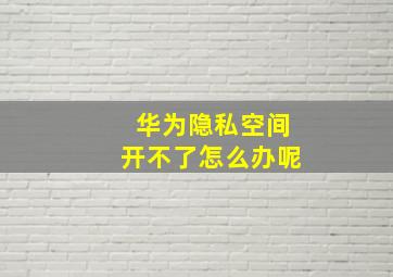 华为隐私空间开不了怎么办呢