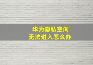 华为隐私空间无法进入怎么办