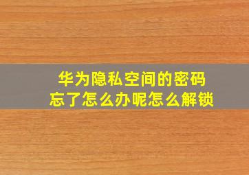 华为隐私空间的密码忘了怎么办呢怎么解锁