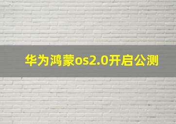 华为鸿蒙os2.0开启公测