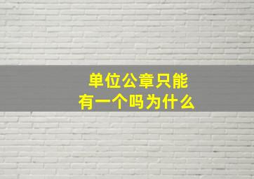 单位公章只能有一个吗为什么