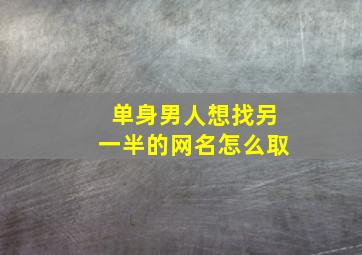 单身男人想找另一半的网名怎么取