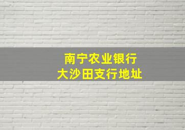 南宁农业银行大沙田支行地址