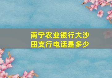 南宁农业银行大沙田支行电话是多少