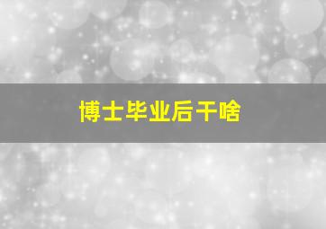 博士毕业后干啥