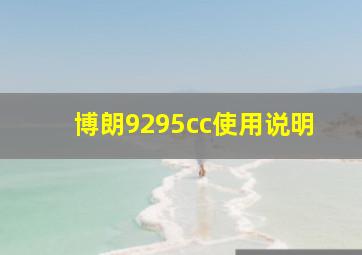 博朗9295cc使用说明