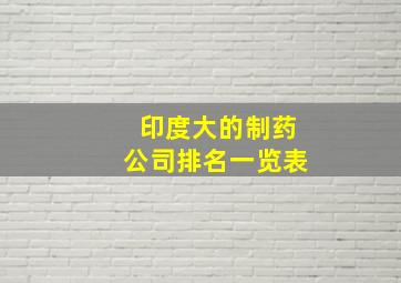 印度大的制药公司排名一览表