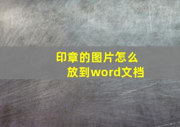 印章的图片怎么放到word文档