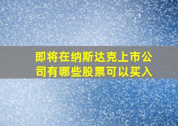 即将在纳斯达克上市公司有哪些股票可以买入