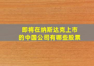 即将在纳斯达克上市的中国公司有哪些股票