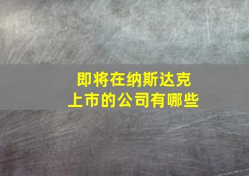 即将在纳斯达克上市的公司有哪些