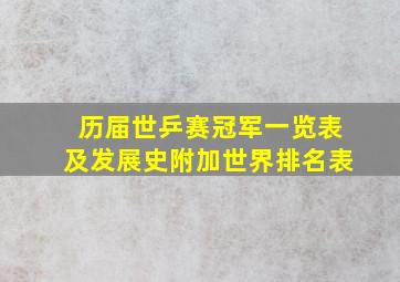 历届世乒赛冠军一览表及发展史附加世界排名表