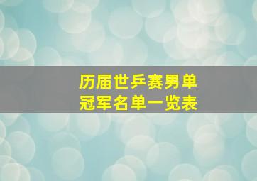 历届世乒赛男单冠军名单一览表