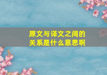 原文与译文之间的关系是什么意思啊