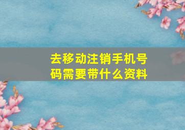 去移动注销手机号码需要带什么资料