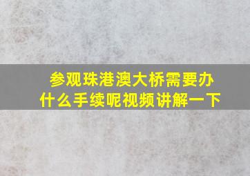 参观珠港澳大桥需要办什么手续呢视频讲解一下