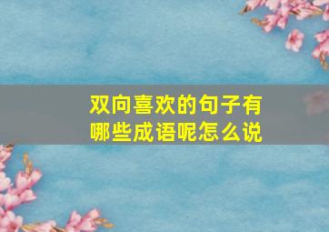 双向喜欢的句子有哪些成语呢怎么说