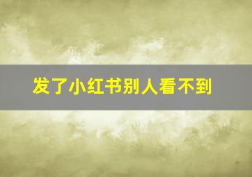 发了小红书别人看不到