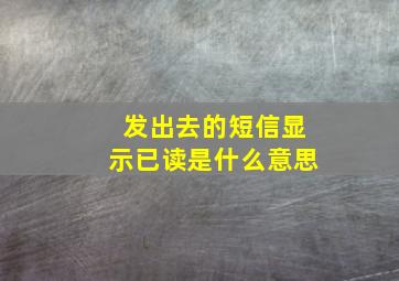 发出去的短信显示已读是什么意思