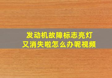 发动机故障标志亮灯又消失啦怎么办呢视频