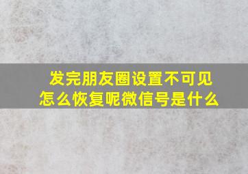 发完朋友圈设置不可见怎么恢复呢微信号是什么