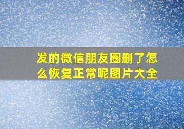 发的微信朋友圈删了怎么恢复正常呢图片大全