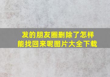 发的朋友圈删除了怎样能找回来呢图片大全下载