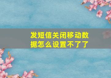 发短信关闭移动数据怎么设置不了了