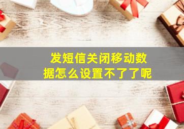 发短信关闭移动数据怎么设置不了了呢