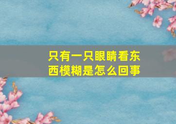 只有一只眼睛看东西模糊是怎么回事