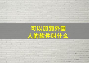 可以加到外国人的软件叫什么