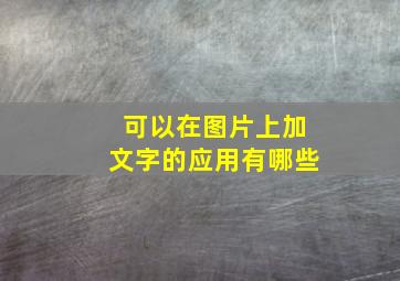 可以在图片上加文字的应用有哪些