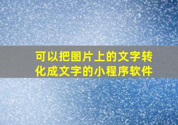 可以把图片上的文字转化成文字的小程序软件