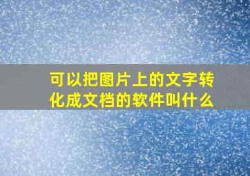 可以把图片上的文字转化成文档的软件叫什么