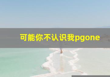 可能你不认识我pgone