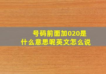 号码前面加020是什么意思呢英文怎么说