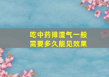 吃中药排湿气一般需要多久能见效果