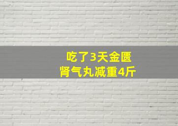 吃了3天金匮肾气丸减重4斤